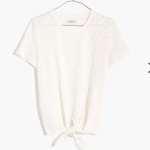 Modern Tie-Front Tee in Geo-Eyelet